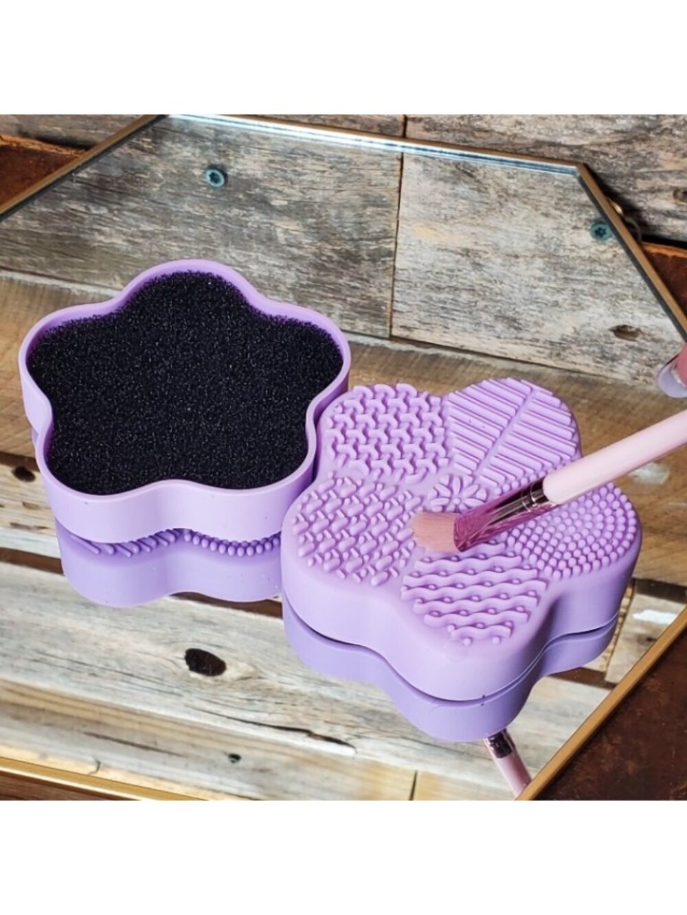 Silicone Makeup Brush Cleaning Pads - Lavender - Set of 2 - Flower